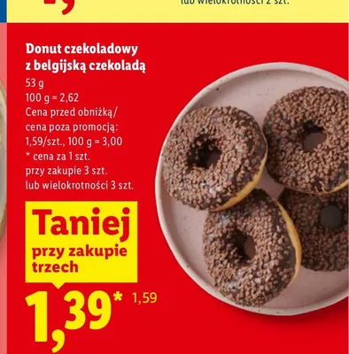 Donut czekoladowy z belgijską czekoladą promocja w Lidl
