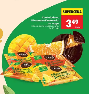 Czekoladowa Mieszanka Krakowska na wagę Wawel mango promocja w Biedronka