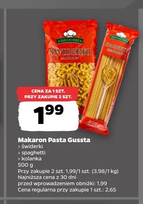 Makaron Pasta Gussta świderki promocja w Netto