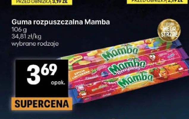 Guma rozpuszczalna Mamba promocja w Delikatesy Centrum