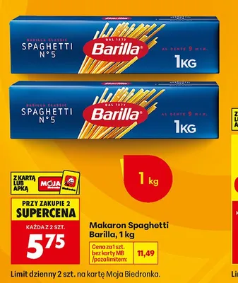 Makaron Spaghetti Barilla promocja w Biedronka