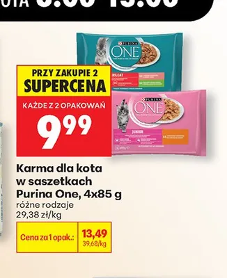 Karma dla kota w saszetkach Purina One Junior 4-pak 85 g promocja w Biedronka