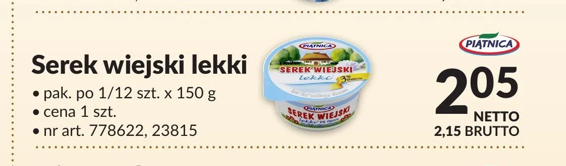 Serek wiejski lekki Piątnica promocja w Makro