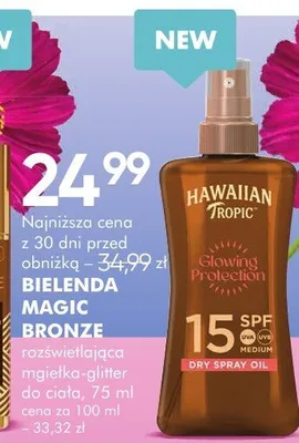 Hawaiian tropic glowing protection olejek do opalania SPF 15 promocja w Super-Pharm