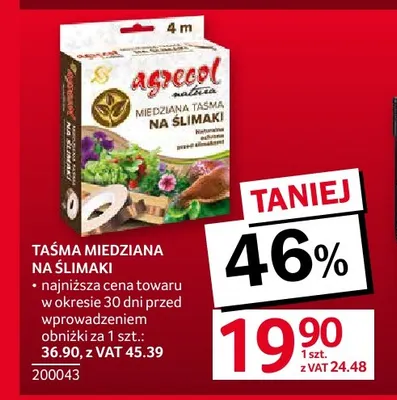 Taśma miedziana na ślimaki Agrecol promocja w Selgros
