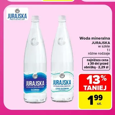 Woda mineralna Jurajska w szkle promocja w Carrefour
