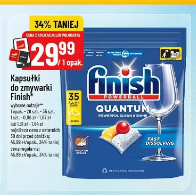 Kapsułki do zmywarki Finish Quantum All in 1 Lemon promocja w POLOmarket