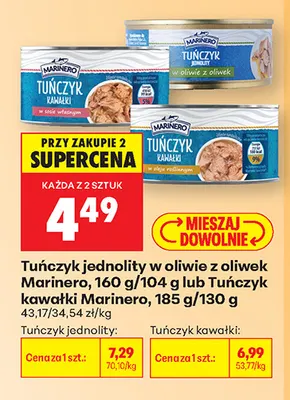 Tuńczyk jednolity w oliwie z oliwek Marinero promocja w Biedronka