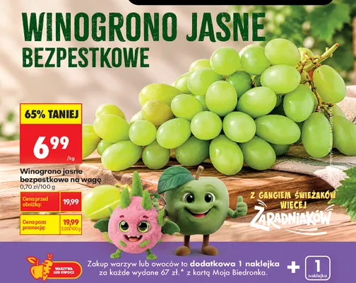 Winogrona jasne bezpestkowe promocja w Biedronka