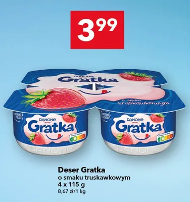 Deser Danone Gratka o smaku truskawkowym 4-pak promocja w LEWIATAN