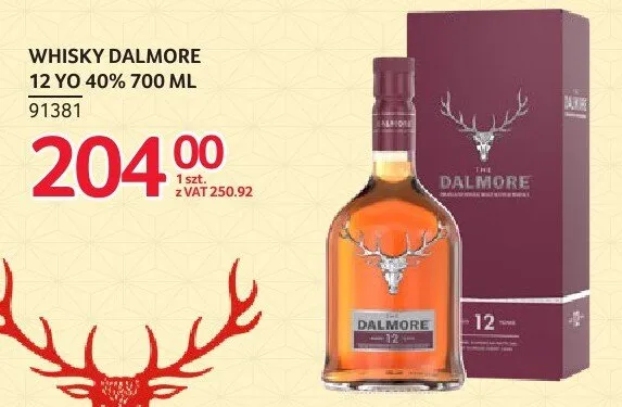 Whisky Dalmore 12 YO 40% 700ml promocja w Selgros