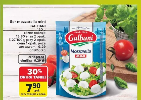 Ser mozzarella mini Galbani promocja w Carrefour Market