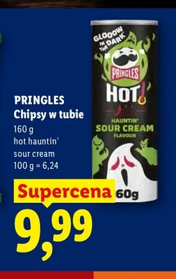 Chipsy w tubie Pringles hot hauntin' sour cream promocja w Lidl