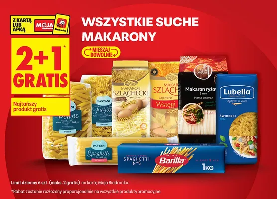 Makaron suche wszystkie rodzaje promocja w Biedronka