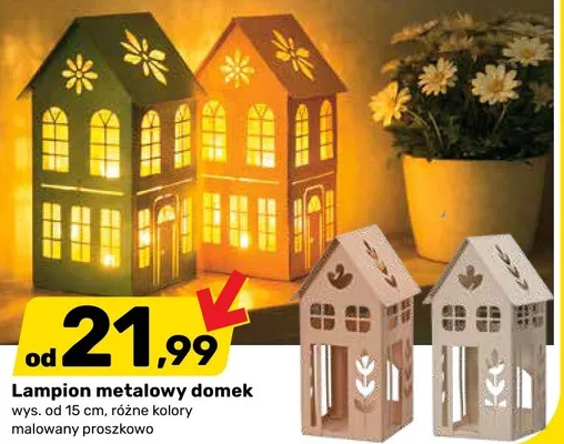Lampion metalowy domek promocja w Bricomarche