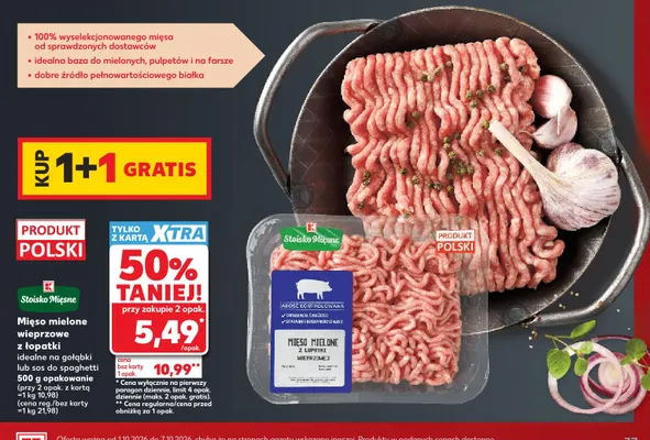 Mięso mielone wieprzowe z łopatki idealne na gołąbki lub sos do spaghetti Stoisko Mięsne promocja w Kaufland