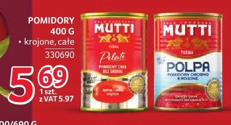 Pomidory krojone Mutti promocja w Selgros