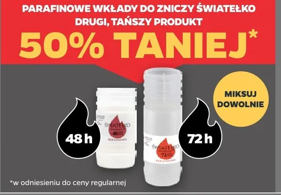 Parafinowe wkłady do znicza światełko (48h, 72h) promocja w Netto