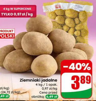 Ziemniaki jadalne 4 kg promocja w Dino