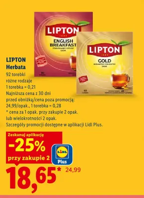 Herbata Lipton English Breakfast promocja w Lidl