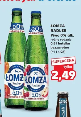 Piwo bezalkoholowe Łomża Radler Brzoskwinia & Melon promocja w Kaufland