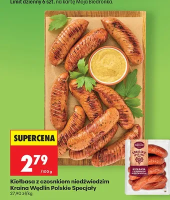 Kiełbasa z czosnkiem niedźwiedzim Kraina Wędlin Polskie Specjały promocja w Biedronka