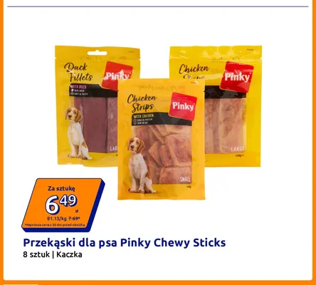 Przekąski dla psa Pinky Chewy Sticks kaczka promocja w Action
