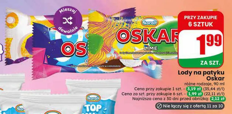 Lody na patyku Oskar Koral promocja w Dino