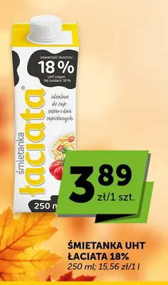 Śmietanka UHT Łaciata 18% promocja w Groszek
