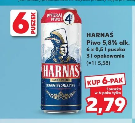 Piwo Harnaś Jasne Pełne 6-pak 500 ml promocja w Kaufland
