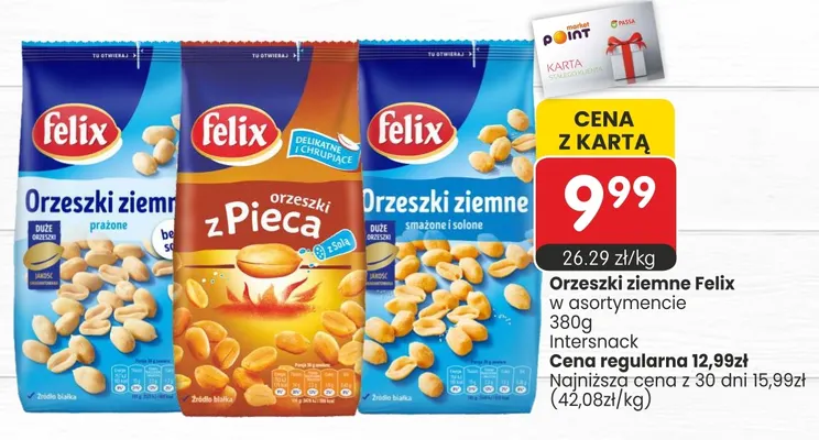 Orzeszki ziemne smażone i solone Felix promocja w Market Point