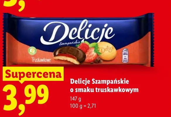 Delicje Szampańskie o smaku truskawkowym promocja w Lidl