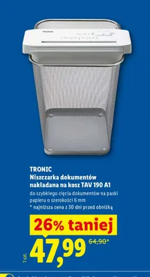 Niszczarka dokumentów Tronic promocja w Lidl