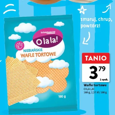 Wafle tortowe niebiańskie O LA LA! promocja w Intermarche