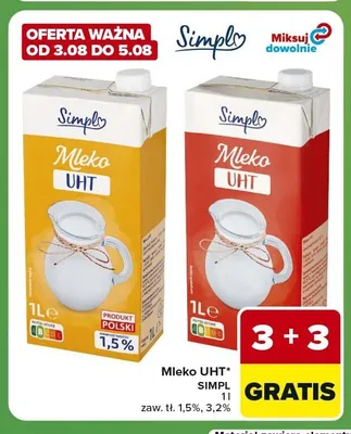 Mleko UHT Simply 3,2% promocja w Carrefour Express