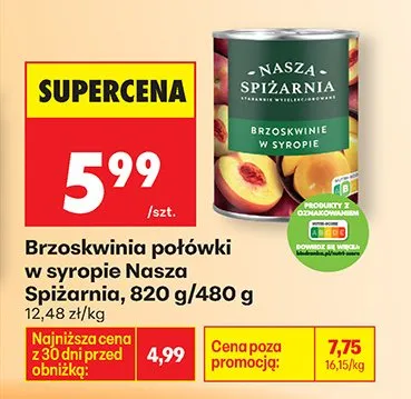 Brzoskwinie połówki w syropie promocja w Biedronka