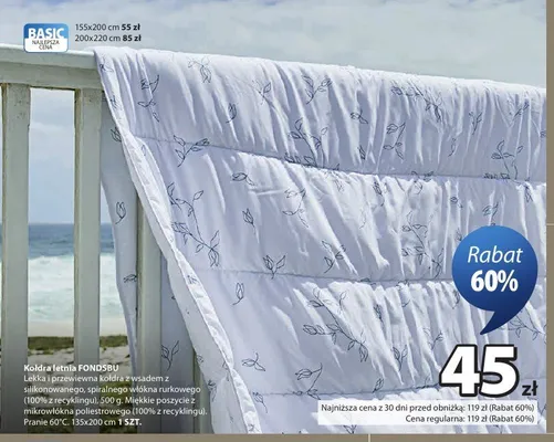 Kołdra letnia Fondsbu 135x200 cm promocja w Jysk