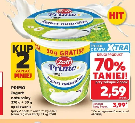 Jogurt naturalny Zott Primo promocja w Kaufland
