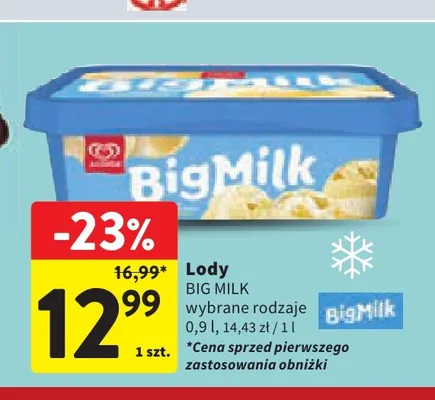 Lody Big Milk promocja w Intermarche
