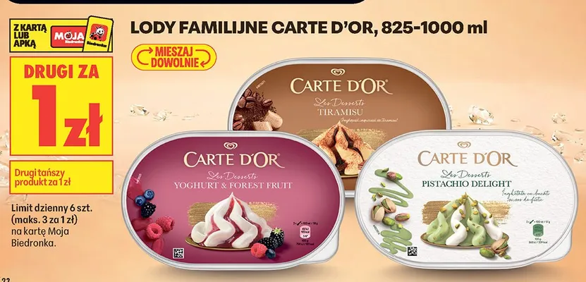 Lody familijne CARTE D'OR promocja w Biedronka
