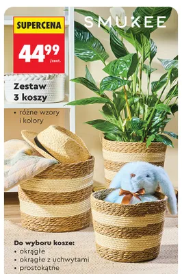 Kosze SMUKEE okrągłe 3-pak promocja w Biedronka