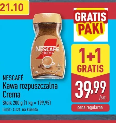 Kawa rozpuszczalna Crema Nescafé promocja w Aldi