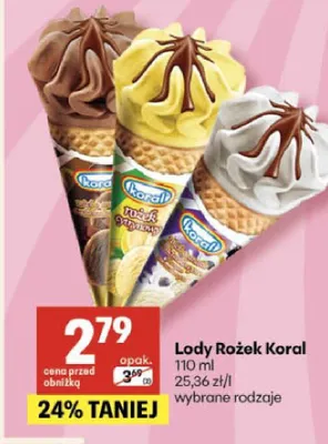 Lody Rożek Koral promocja w Delikatesy Centrum