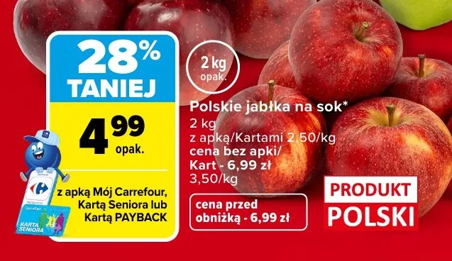 Jabłka polskie na sok promocja w Carrefour
