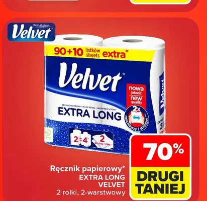 Ręcznik papierowy Extra Long Velvet 2 rolki promocja w Carrefour