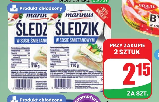 Śledzik w sosie śmietanowym Marinus promocja w Dino