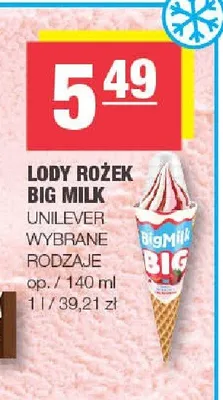 Lody Rożek Big Milk Unilever promocja w SPAR