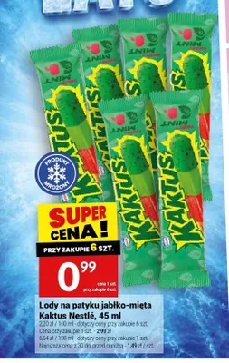Lody na patyku jabłko-mięta Kaktus Nestlé promocja w Twój Market