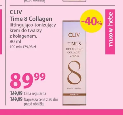Time 8 Collagen liftingująco-tonizujący krem do twarzy z kolagenem CLIV promocja w Hebe
