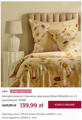 Komplet pościeli z bawełny satynowej home&you Blisoll 200x220 cm z 2 poszewkami 70x80 cm promocja w home&you